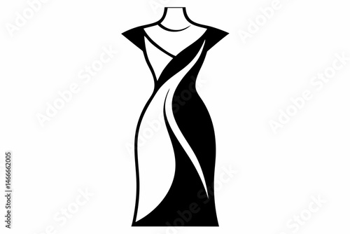 Asymmetrical Dress Silhouette Vector Illustration