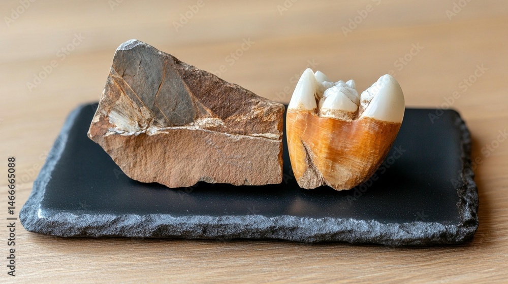 Ancient Fossil Tooth in Sedimentary Rock Ancient Fossil Tooth in Sedimentary Rock