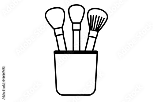 Cosmetic Brush Holder Line Art Vector Illustration