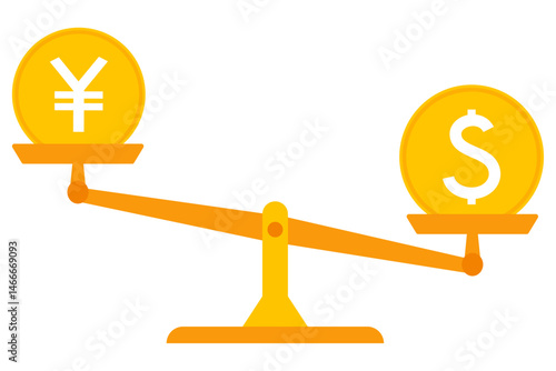 円安ドル高のイラスト、円の価値が下がるイラスト