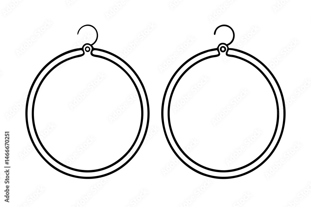 Hoop Earring Line Art Vector Illustration Hoop Earring Line Art Vector Illustration