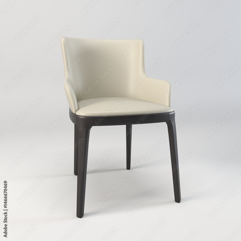Fototapeta premium wooden metal chair sofa brown offwhite black white chair aesthetic unique 3D illustration render images for graphical content and furniture interior decor home and house lifestyle all angles photos