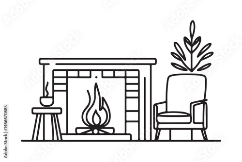 Cozy Fireplace Living Room Illustration Creating a Warm Atmosphere