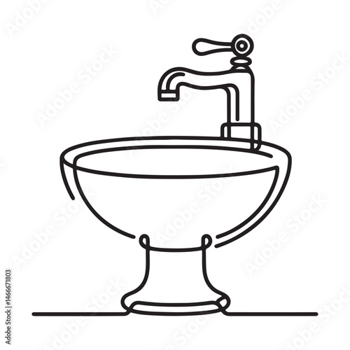 Line art sink illustration vector for your plumbing business design
