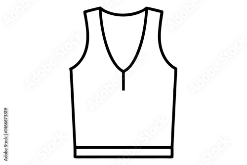 Sleeveless Vest Line Art Vector Illustration 