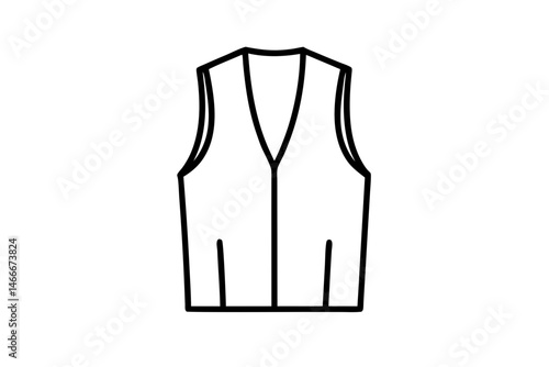 Sleeveless Vest Line Art Vector Illustration 