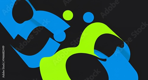 Abstract Blue and Green Intertwined Shapes Design