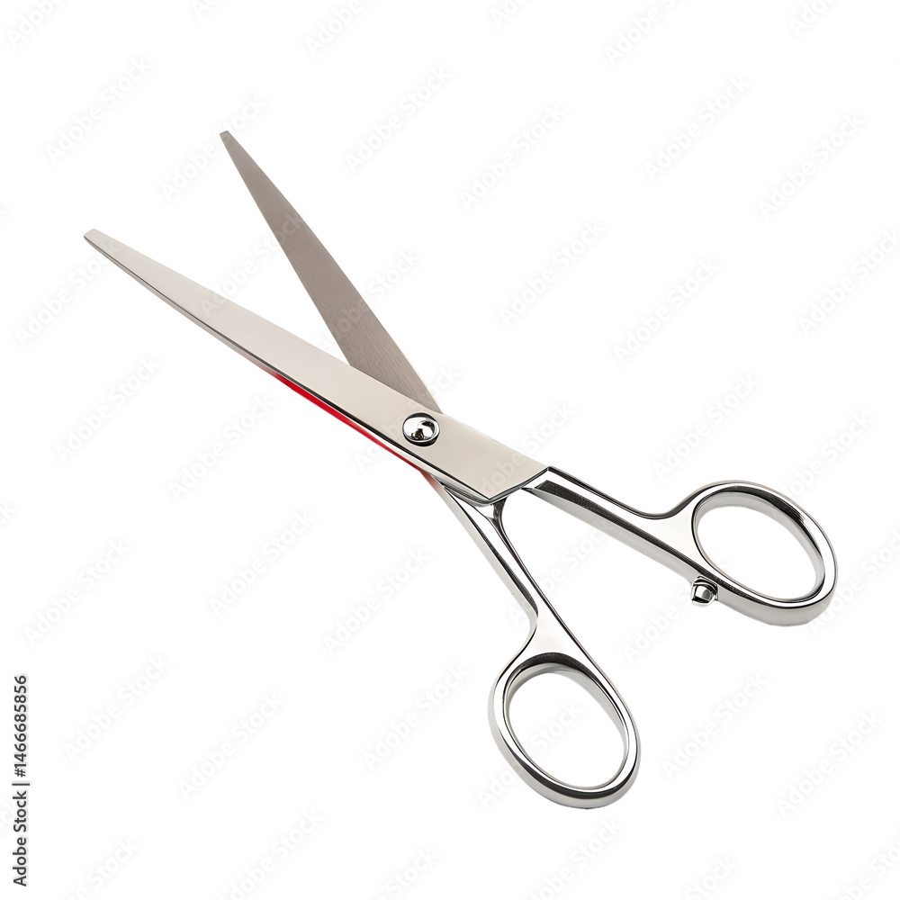 Close-Up of Silver Scissors Cutting a Stretched Rubber Band on Transparent Background Close-Up of Silver Scissors Cutting a Stretched Rubber Band on Transparent Background