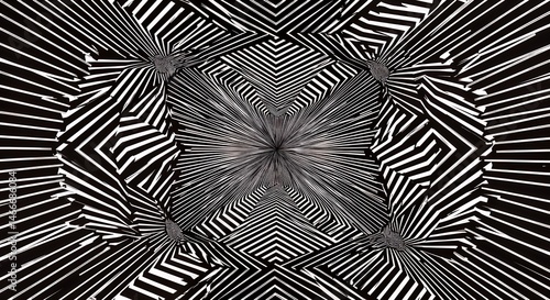 Abstract Black and White Striped Tunnel Illusion