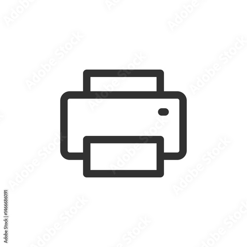 Printer icon, linear style. Print document, hardcopy output, or office equipment. Line with editable stroke.
