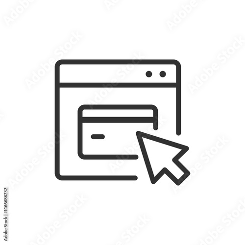 Online payment, linear icon. Click to pay on web. Line with editable stroke.