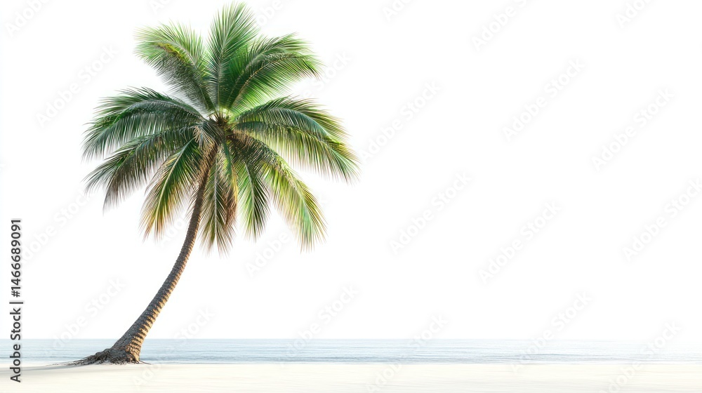 Obraz premium Tropical Palm Tree on Sandy Beach