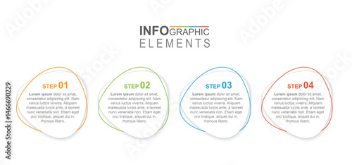 Creative blob shaped infographic with four colorful steps