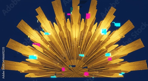 Golden Radiance: Abstract Burst of Digital Art