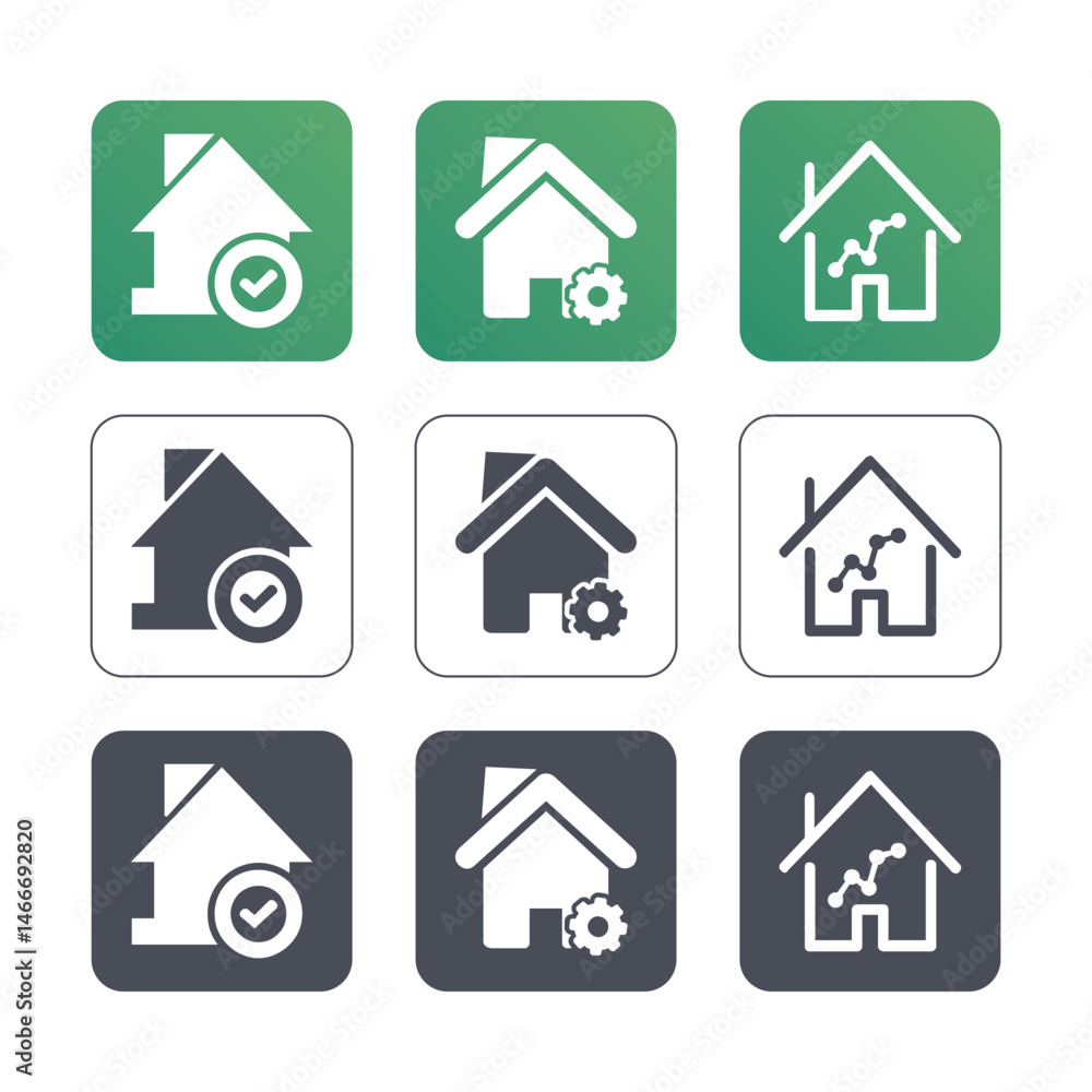 Fototapeta premium Real estate icon. Vector icon illustration. Set of icons related to real estate, property, buying, renting, house, home.