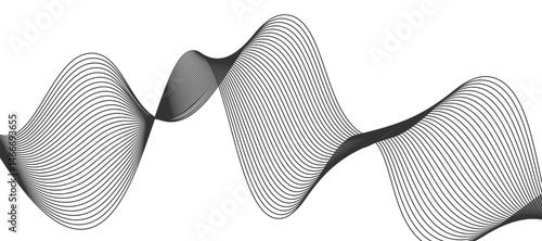 Abstract vector design featuring smooth, flowing gray wave lines on a white background. The waves should have a soft gradient and elegant curves, creating a sense of motion and calm. 