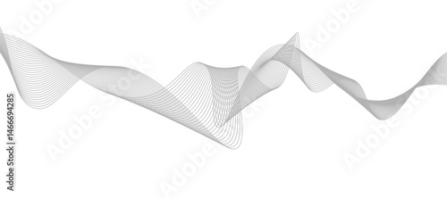 Abstract vector design featuring smooth, flowing gray wave lines on a white background. The waves should have a soft gradient and elegant curves, creating a sense of motion and calm. 