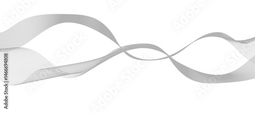 Abstract vector design featuring smooth, flowing gray wave lines on a white background. The waves should have a soft gradient and elegant curves, creating a sense of motion and calm. 