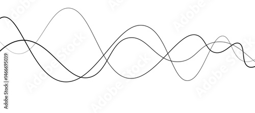 Abstract vector design featuring smooth, flowing gray wave lines on a white background. The waves should have a soft gradient and elegant curves, creating a sense of motion and calm. 