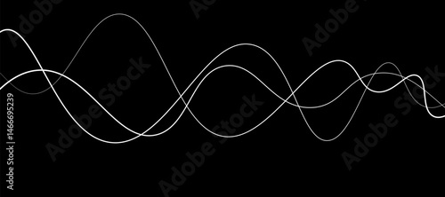 Abstract vector design featuring smooth, flowing gray wave lines on a white background. The waves should have a soft gradient and elegant curves, creating a sense of motion and calm. 
