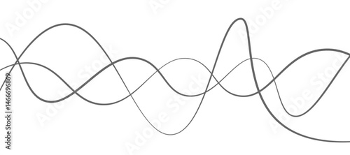 Abstract vector design featuring smooth, flowing gray wave lines on a white background. The waves should have a soft gradient and elegant curves, creating a sense of motion and calm. 