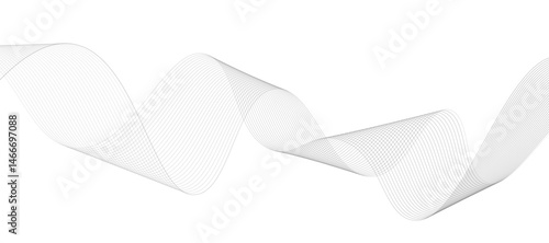 Abstract vector design featuring smooth, flowing gray wave lines on a white background. The waves should have a soft gradient and elegant curves, creating a sense of motion and calm. 