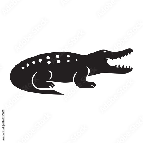 Crocodile silhouette vector illustration. Vector of crocodile design on white background, Black icon crocodile alligator on white background
