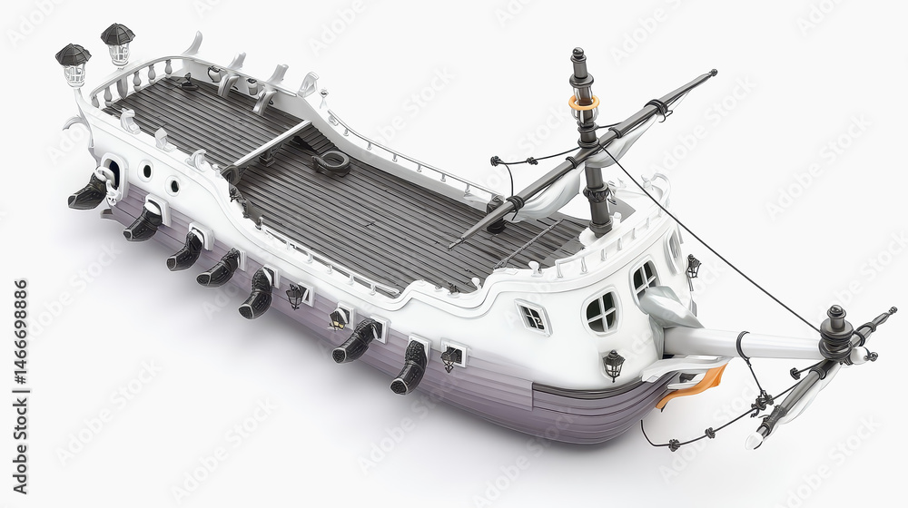 Scenic view of a fishing boat with rods set against a haunted shipwreck pattern in high quality illustrations Scenic view of a fishing boat with rods set against a haunted shipwreck pattern in high quality illustrations