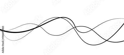 Abstract vector design featuring smooth, flowing gray wave lines on a white background. The waves should have a soft gradient and elegant curves, creating a sense of motion and calm. 