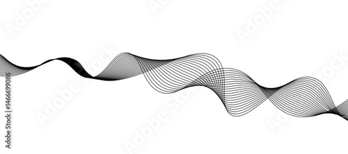 Abstract vector design featuring smooth, flowing gray wave lines on a white background. The waves should have a soft gradient and elegant curves, creating a sense of motion and calm. 