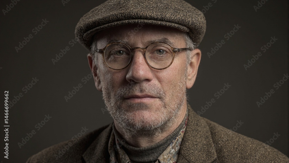 Wise man with cap and glasses Wise man with cap and glasses