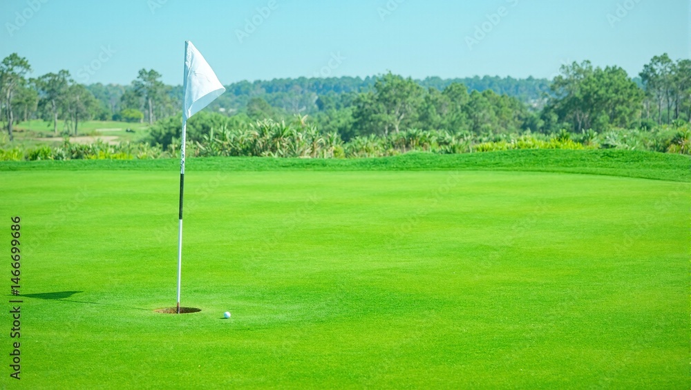 Obraz premium Scenic golf green with ball near hole