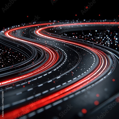 A fast-paced highway at night with striking red lights creating a sense of motion and energy