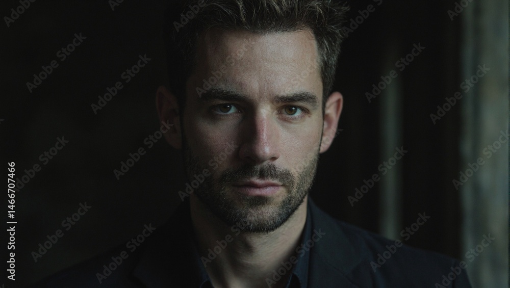 Melancholy man gazing into distance Melancholy man gazing into distance
