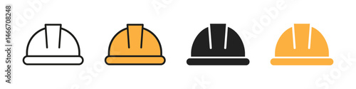 Safety hat icon. Hard hat vector set. Construction safe hat sign. Builder protection. Hard work icon set.