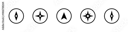 Compass icon. Navigation sign vector set. Gps wind rose symbol. Adventure compass orientation. North west south east direction. Gps navigation map sign.