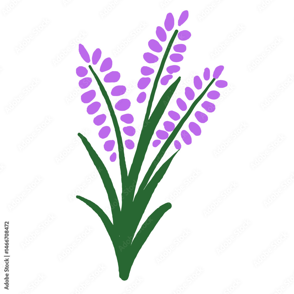 Naklejka premium Hand-Drawn Flowers with Green Stems in Simple Art Style