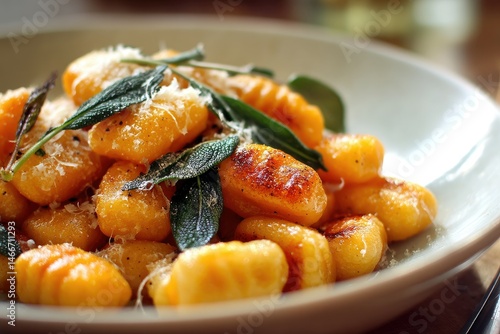 Butternut squash gnocchi with sage brown butter --ar 3:2 --v 7 Job ID: ee0fd681-a461-4702-bfba-ffdfdcad1fe6