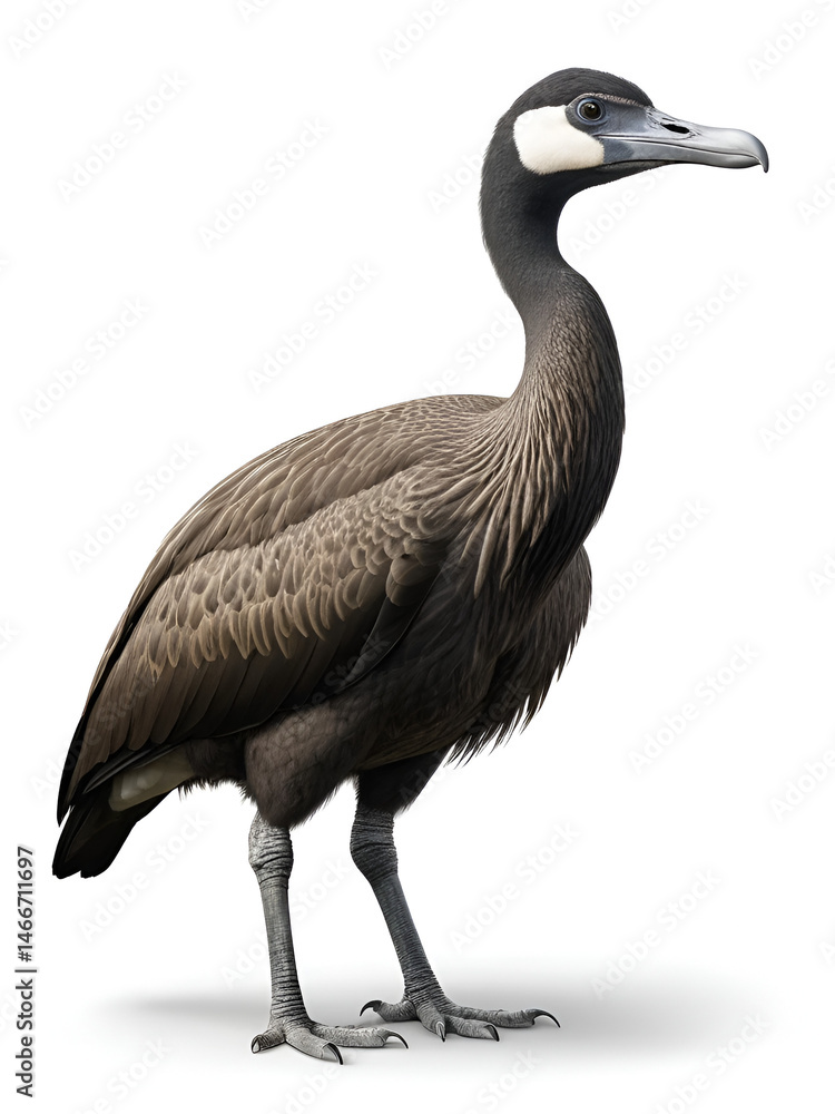 Fototapeta premium Moa Realistic on White Background: Witness the Imposing Presence of a Giant Flightless Bird, Tragically Driven to Extinction by Human Hunting in New Zealand