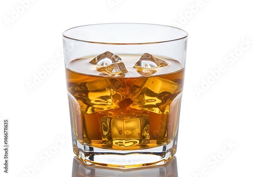 Wallpaper Mural A glass filled with an amber liquid and ice cubes on a white background in a studio shot image Torontodigital.ca