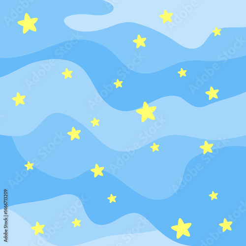 Pastel blue color sky background with stars. Perfect for use as wallpaper or backdrop.