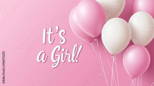 it's a girl,happy birthday card with balloons