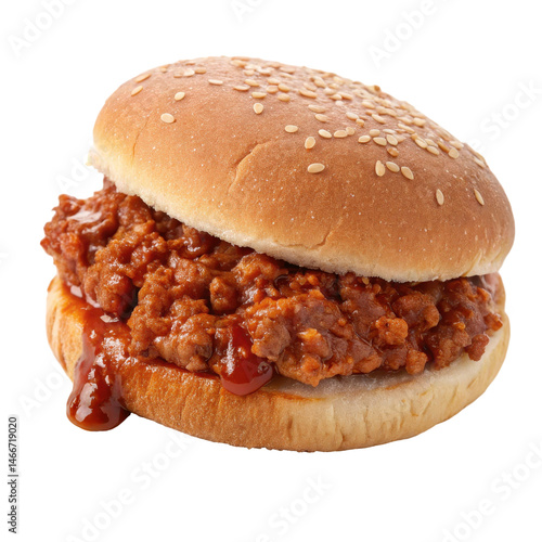 Juicy savory sloppy joe burger with seasoned ground beef and tangy tomato sauce served on a soft sesame bun