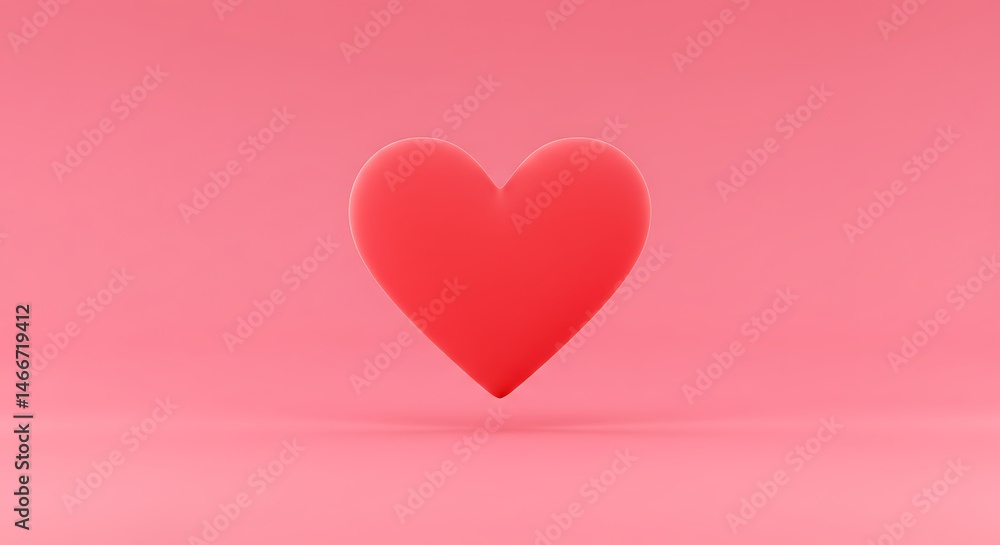Floating Red Heart Shape on Pink Background - Love and Romance Floating Red Heart Shape on Pink Background - Love and Romance