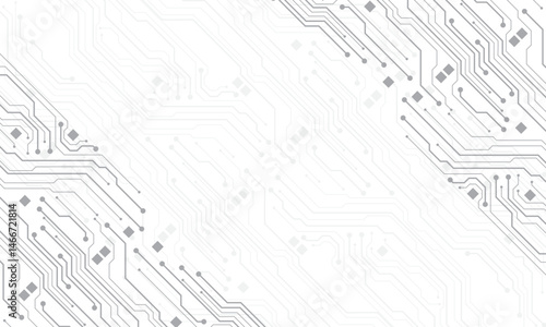 Abstract grey circuit board technology connected lines electronics elements computer motherboard digital on white background vector
