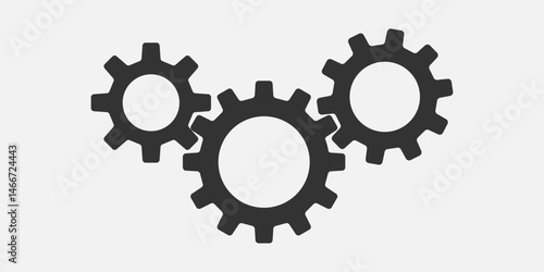 Metal gears and cogs vector. Gear icon flat design. Mechanism wheels logo. Cogwheel concept template.