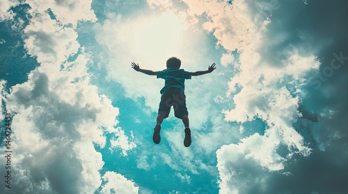 Wallpaper Mural A child floating amidst clouds, reaching towards the sky. Torontodigital.ca