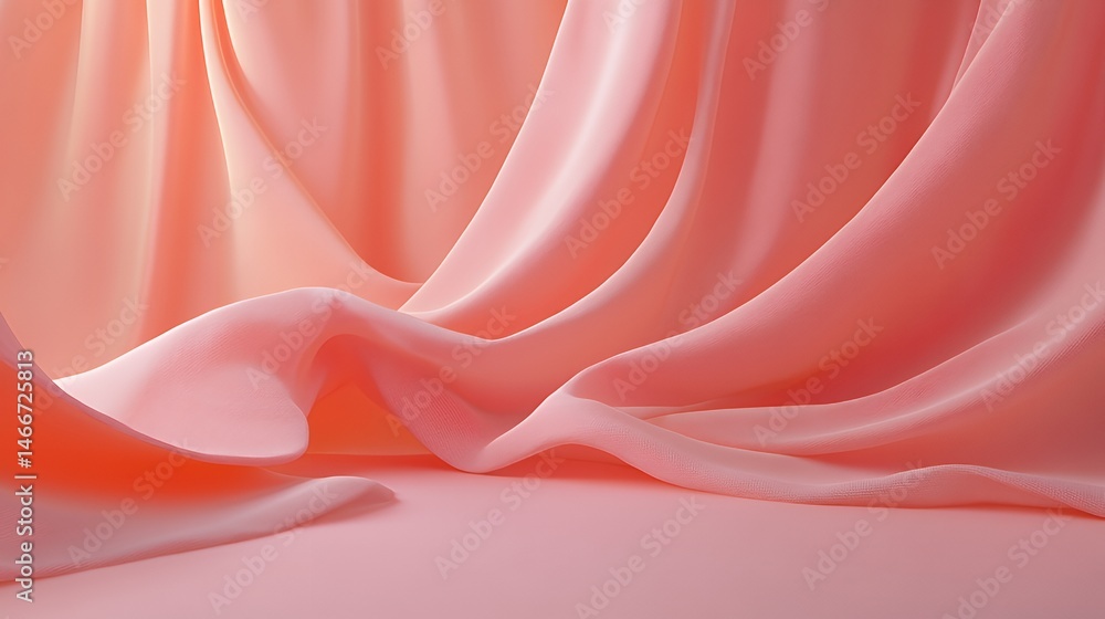 Fototapeta premium Pink Draped Fabric Creates Soft Elegant Background