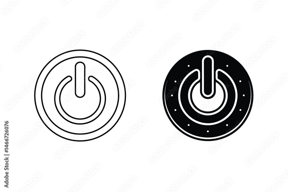 Poster Power Button Icon Set, On Off Symbol Vector Illustration – Wall ...