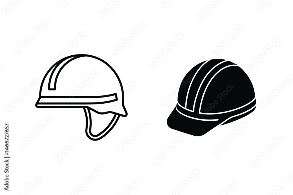 Fototapeta premium Two stylish safety helmets representing protection and security for construction and engineering projects